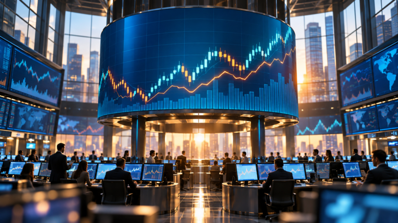 AI-assisted editorial illustration of a stock exchange display representing the 2026 IPO market.