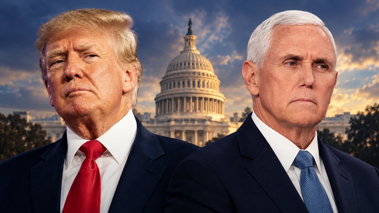 January 6 pardons editorial illustration showing Donald Trump and Mike Pence with the U.S. Capitol