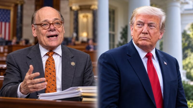 Editorial illustration of Steve Cohen and Donald Trump accompanying coverage of the impeachment articles