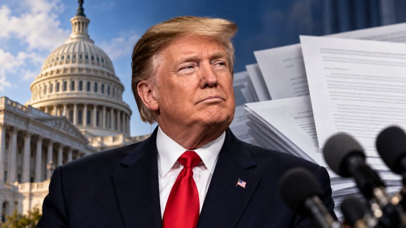 Donald Trump in an editorial illustration about the Trump impeachment debate and recent court rulings