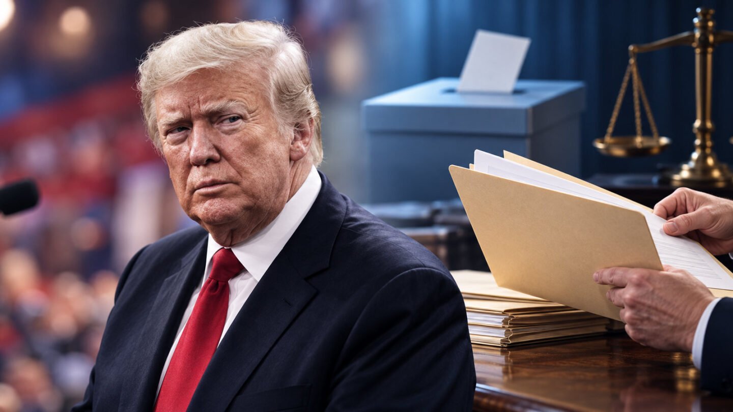 Donald Trump in an AI-assisted illustration about the voter fraud investigation requested by an advocacy group