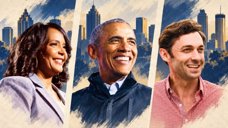Editorial portraits of Keisha Lance Bottoms, Barack Obama and Jon Ossoff representing their planned Atlanta rally.