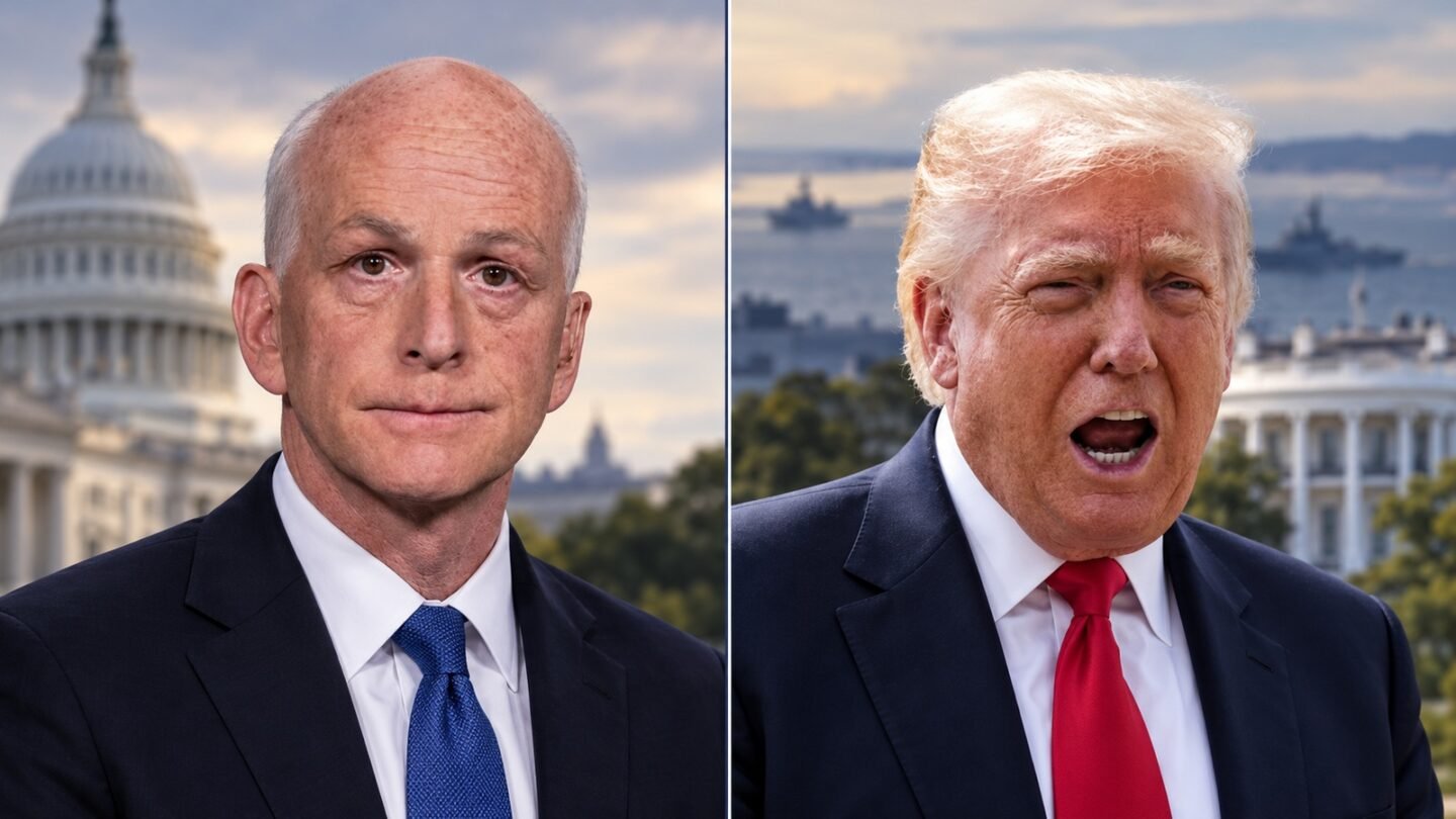 Trump alliance criticism illustration showing Adam Smith and Donald Trump in separate panels.