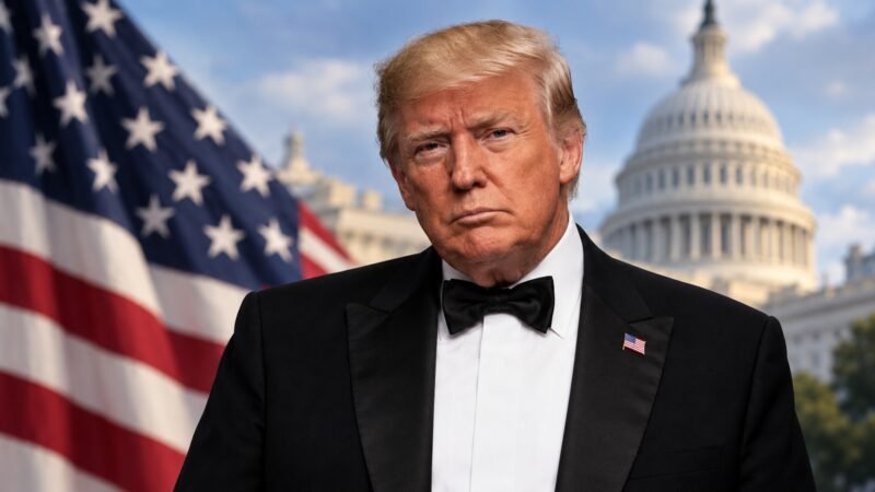 Trump threat comparison illustrated with Donald Trump, an American flag and the U.S. Capitol.